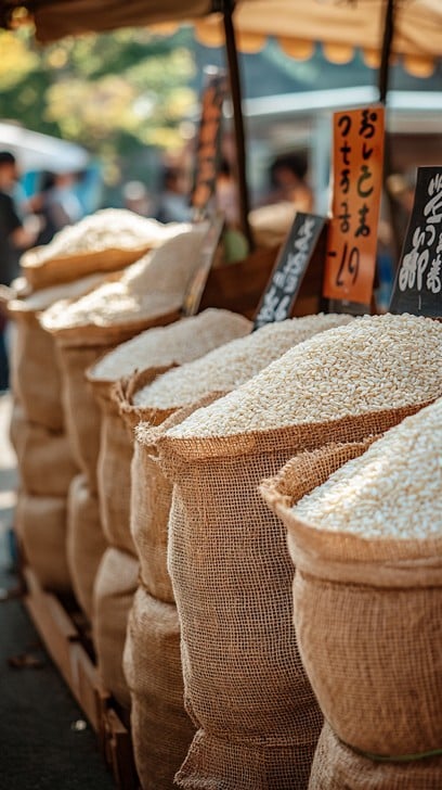 market rice display stockcake